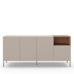 Quenor - Aparador de 4 puertas y metal - Madera - Beige