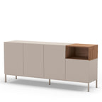 Quenor - Aparador de 4 puertas y metal - Madera - Beige