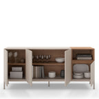 Quenor - Aparador de 4 puertas y metal - Madera - Beige