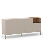 Quenor - Aparador de 4 puertas y metal - Madera - Beige
