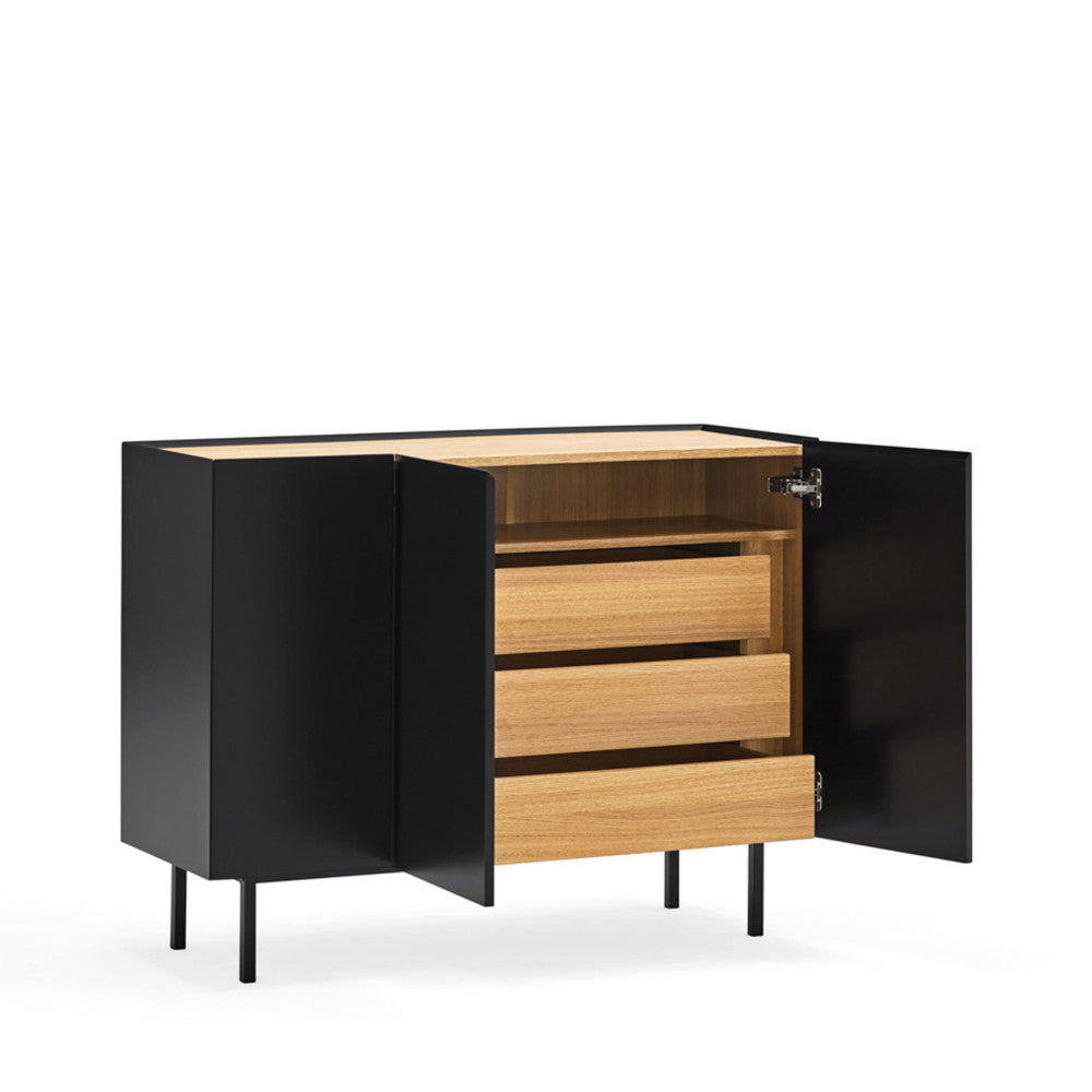 Arista - Aparador - Madera 3 Puertas 3 Cajones - Negro