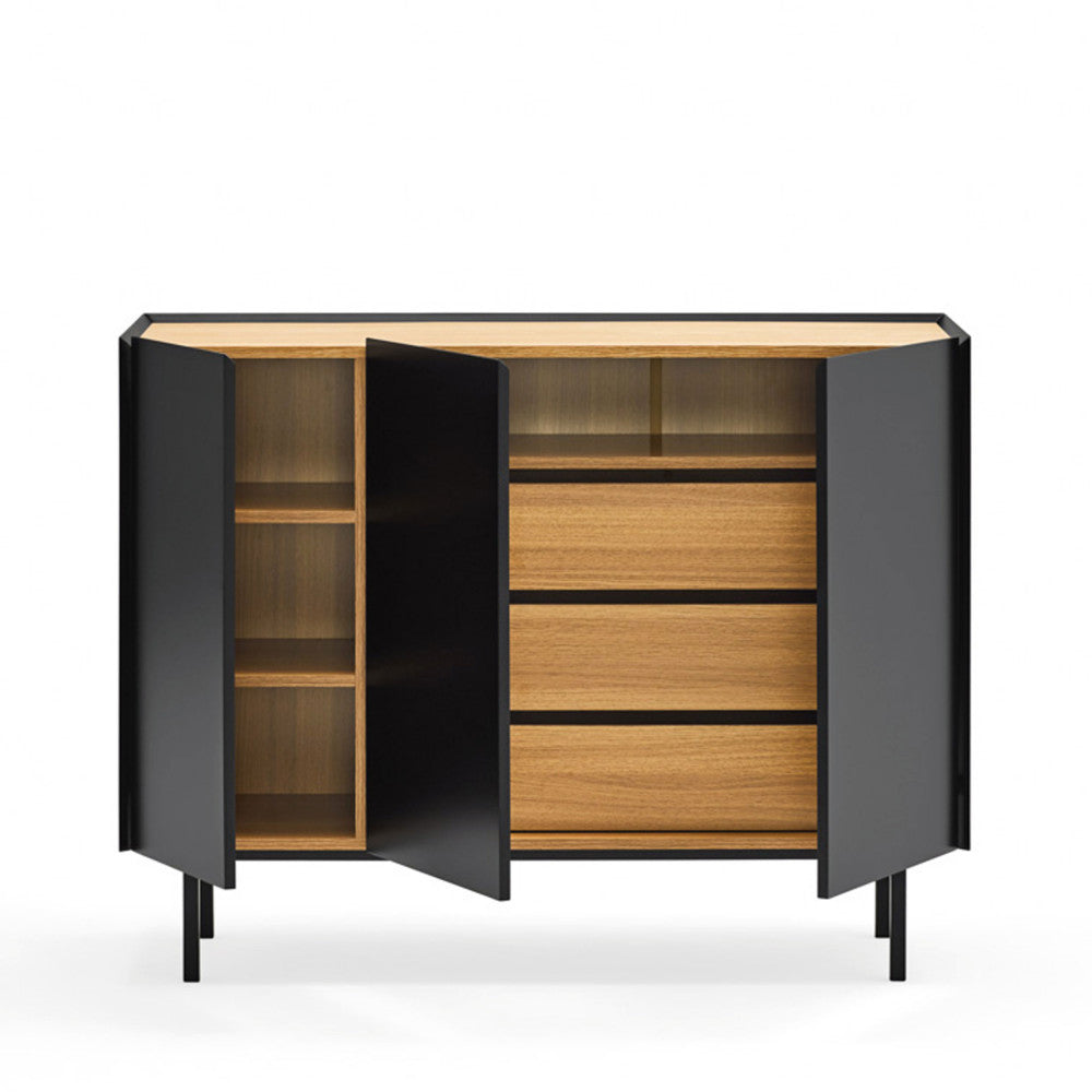 Arista - Aparador - Madera 3 Puertas 3 Cajones - Negro