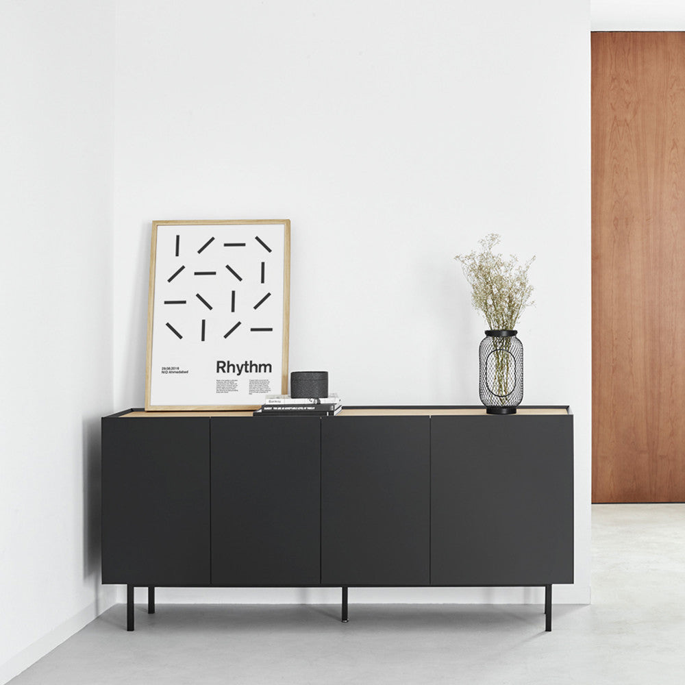 Arista - Aparador - Madera 4 Puertas 3 Cajones - Negro