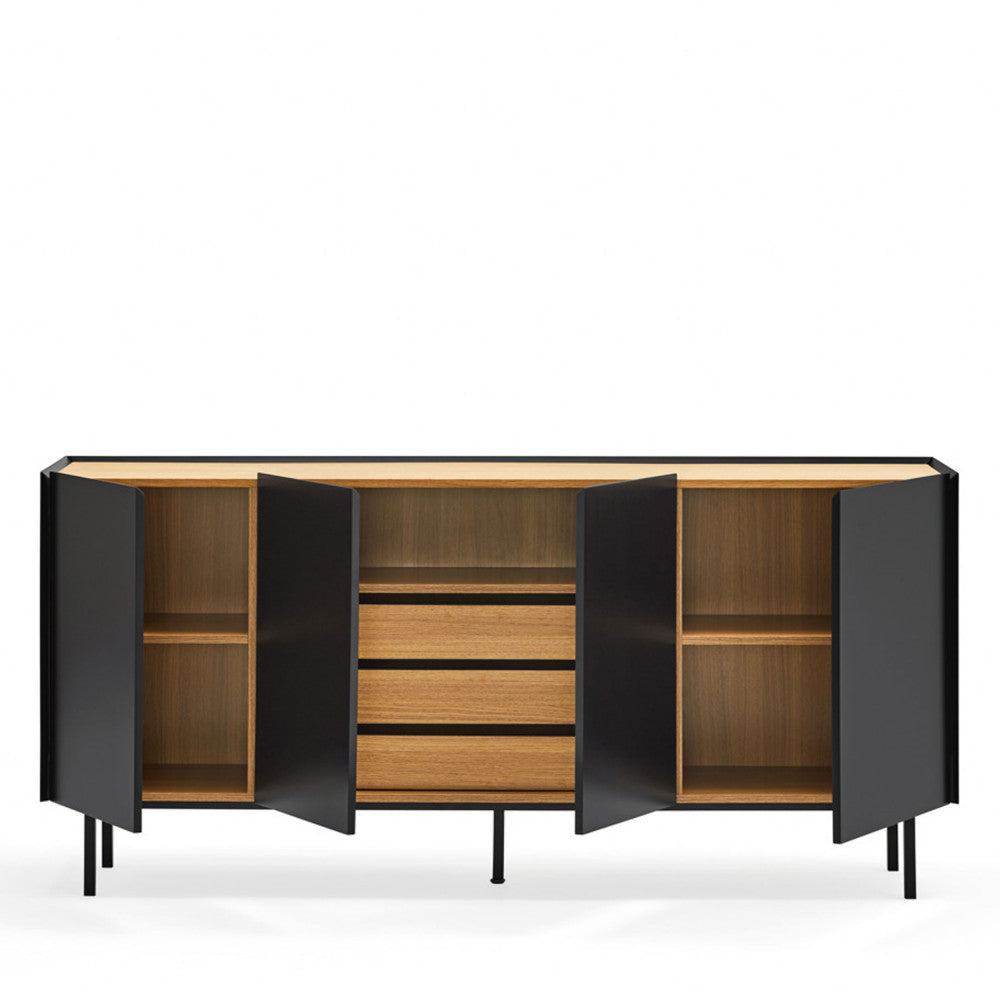 Arista - Aparador - Madera 4 Puertas 3 Cajones - Negro