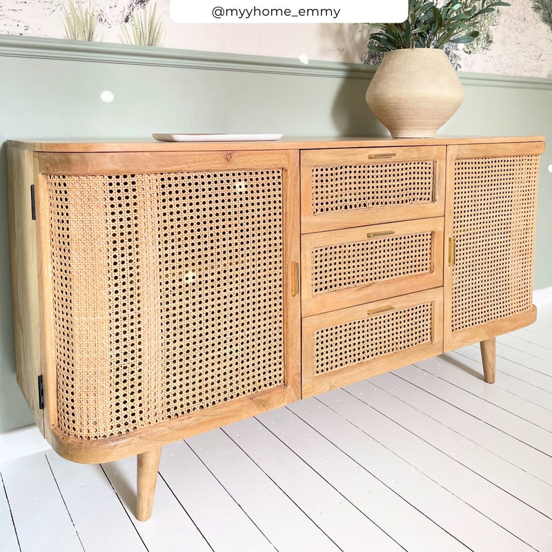 Buffet Wava 2 portes et 3 tiroirs en cannage
