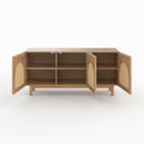 Buffet Delya en bois massif de mindi et rotin