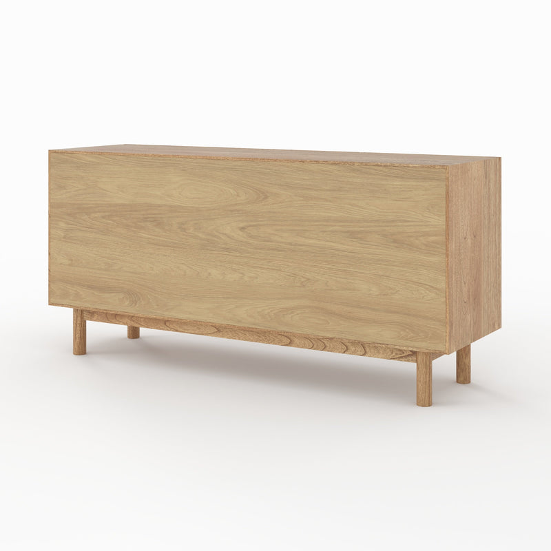 Buffet Delya en bois massif de mindi et rotin