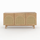 Buffet Delya en bois massif de mindi et rotin