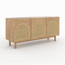 Buffet Delya en bois massif de mindi et rotin