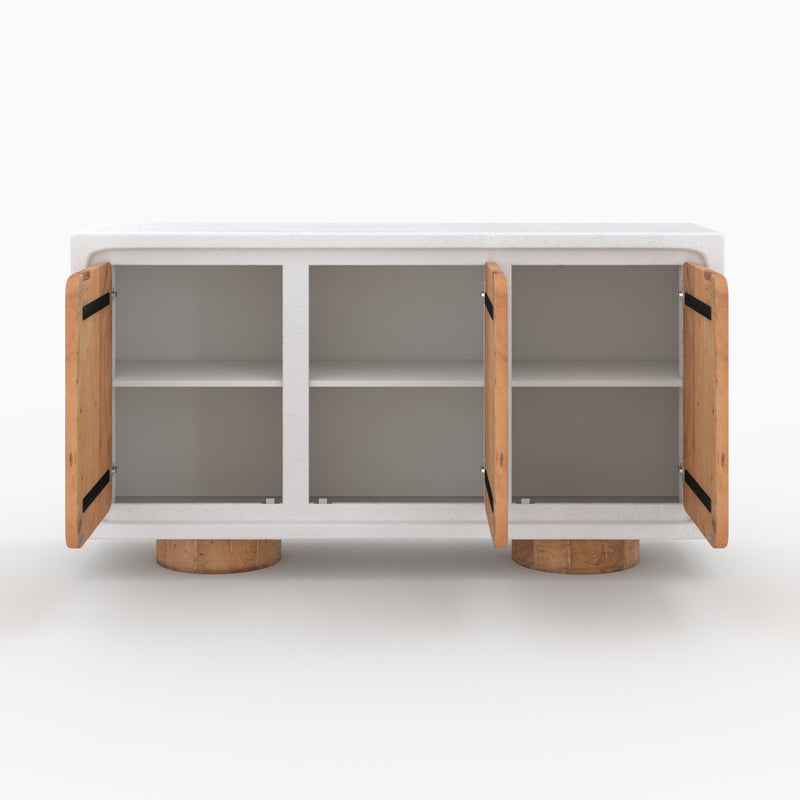Buffet Eden en béton blanc cassé et bois d'acacia