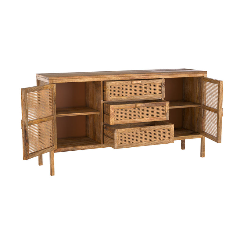 Buffet en cannage Tiki 2 portes 3 tiroirs