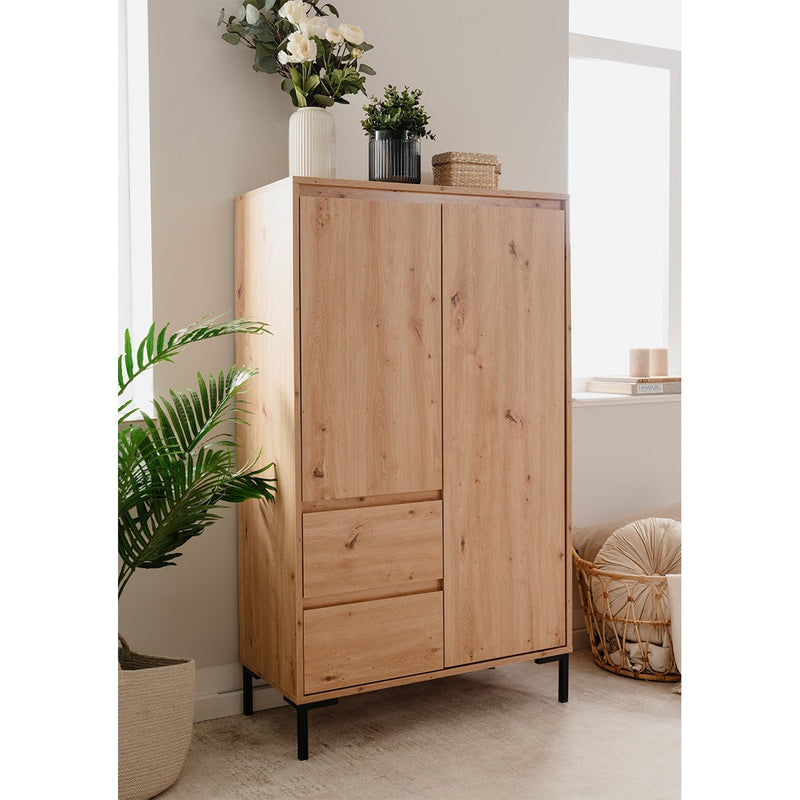 Buffet Haut 2 Portes 2 Tiroirs Et 2 Étagères - Plock - Décor Bois