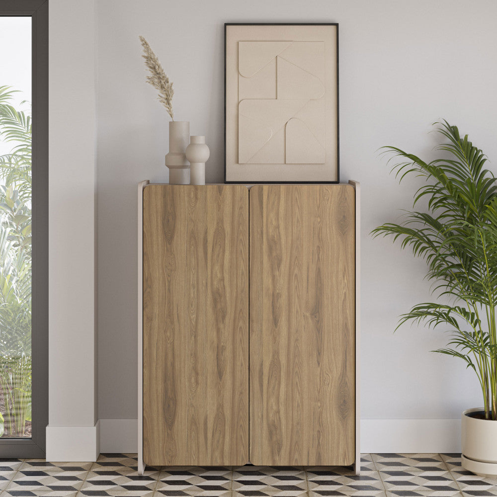 Enara - Buffet Haut 2 Portes - Bois - Bois foncé
