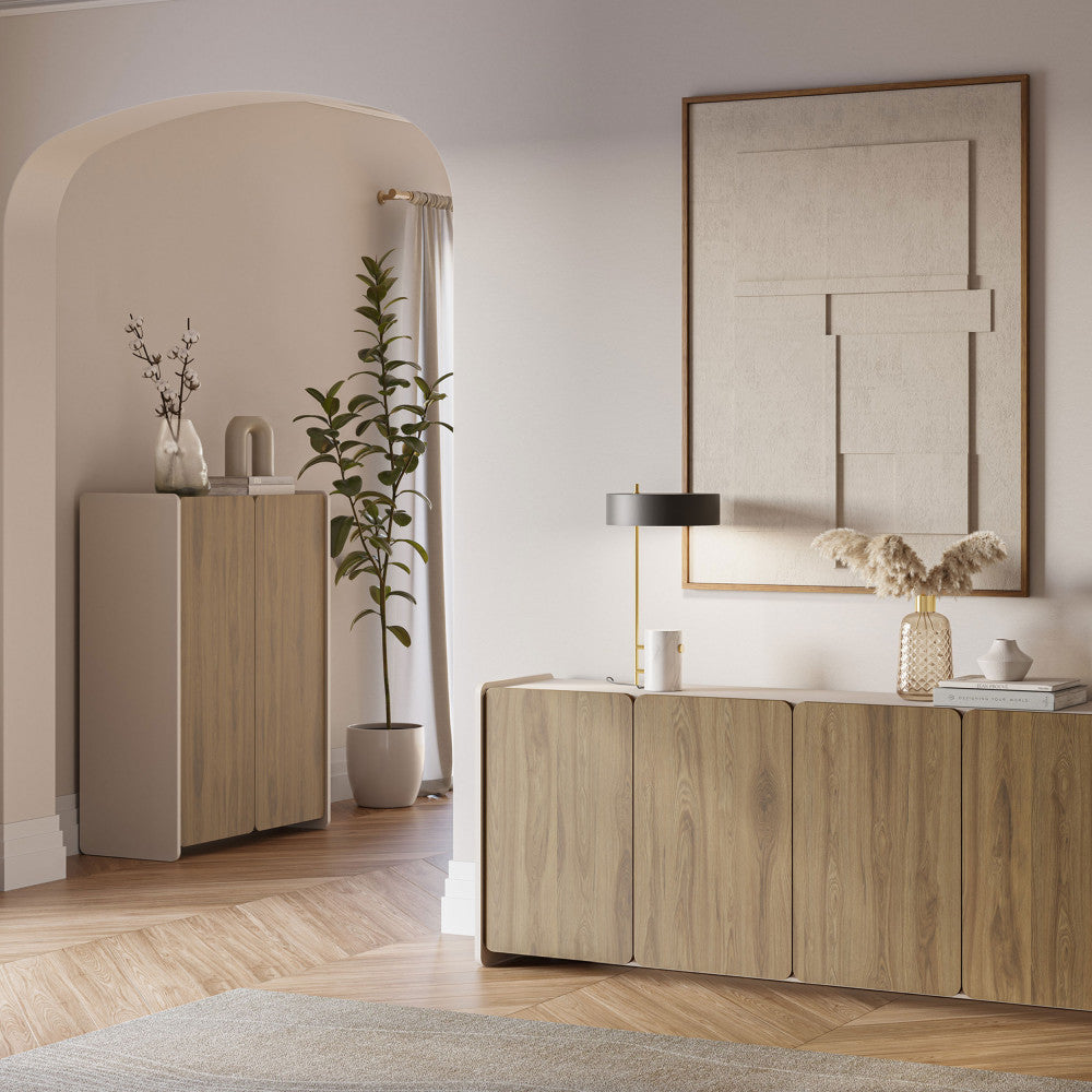 Enara - Buffet Haut 2 Portes - Bois - Bois foncé