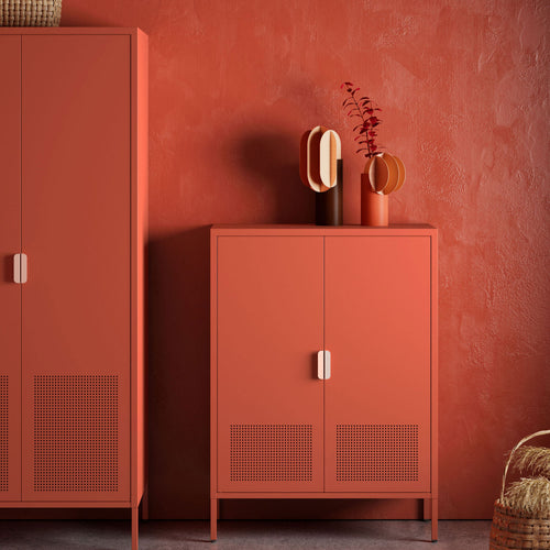 Adel - Buffet Haut 2 Portes - Métal - Terracotta