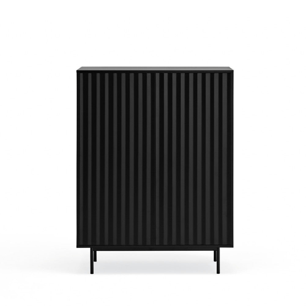 Sierra - Tall Sideboard - Wood 2 Doors 2 Drawers - Black