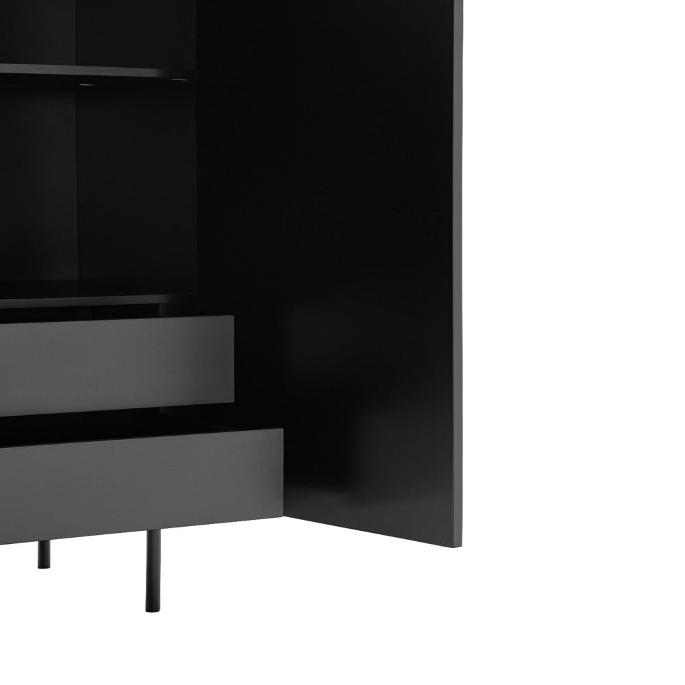 Sierra - Tall Sideboard - Wood 2 Doors 2 Drawers - Black