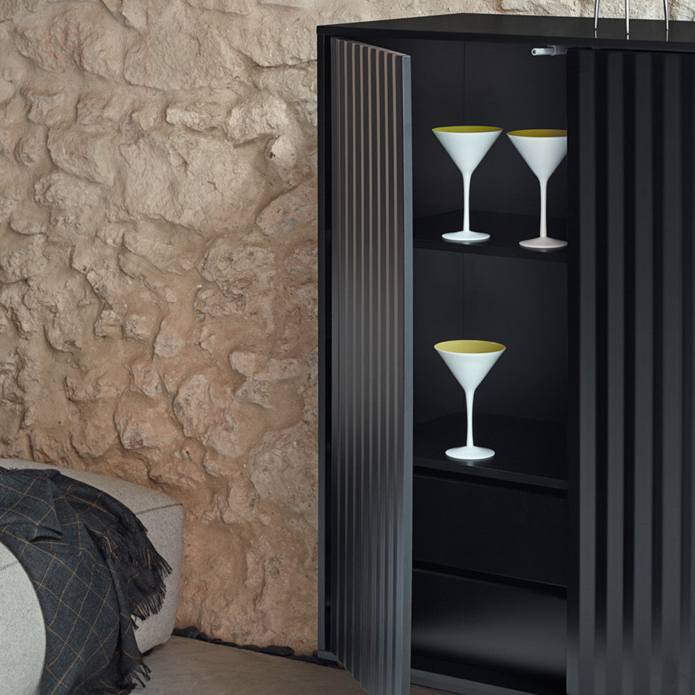 Sierra - Tall Sideboard - Wood 2 Doors 2 Drawers - Black