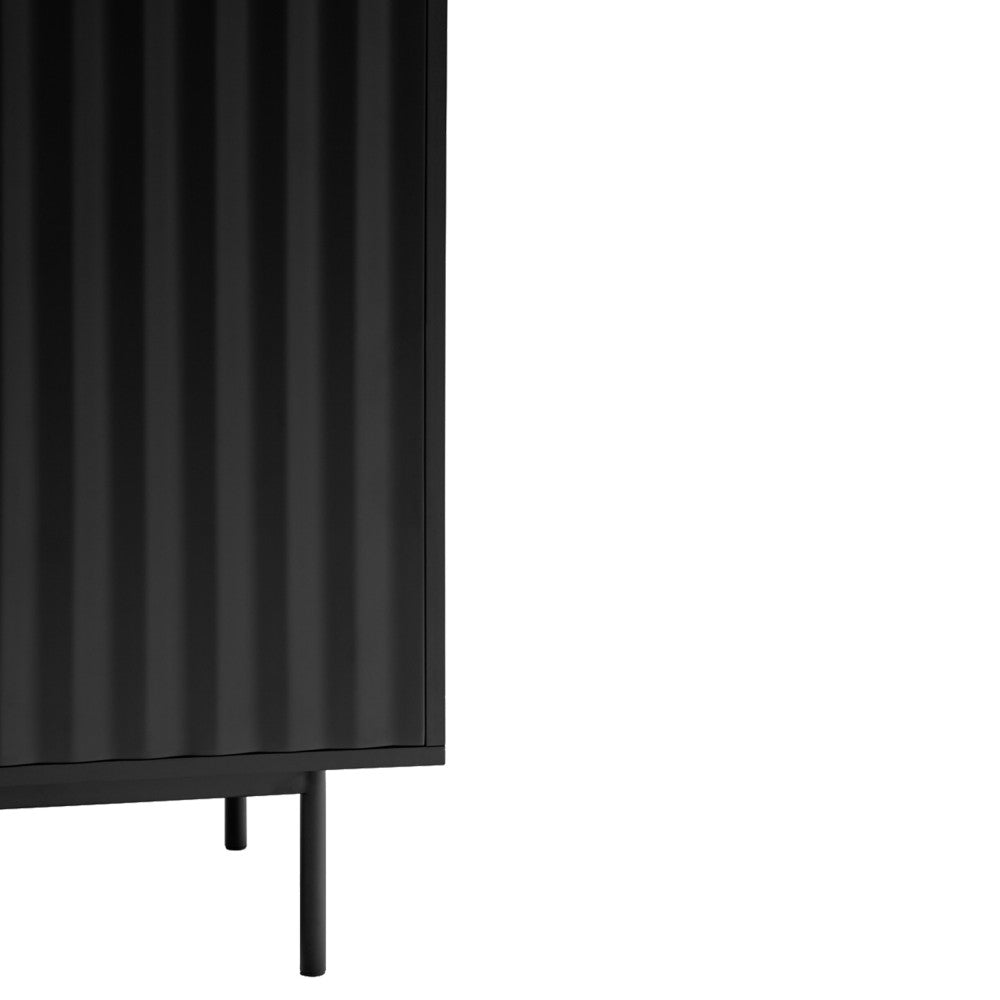 Sierra - Tall Sideboard - Wood 2 Doors 2 Drawers - Black