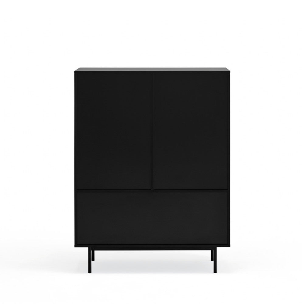Sierra - Tall Sideboard - Wood 2 Doors 2 Drawers - Black