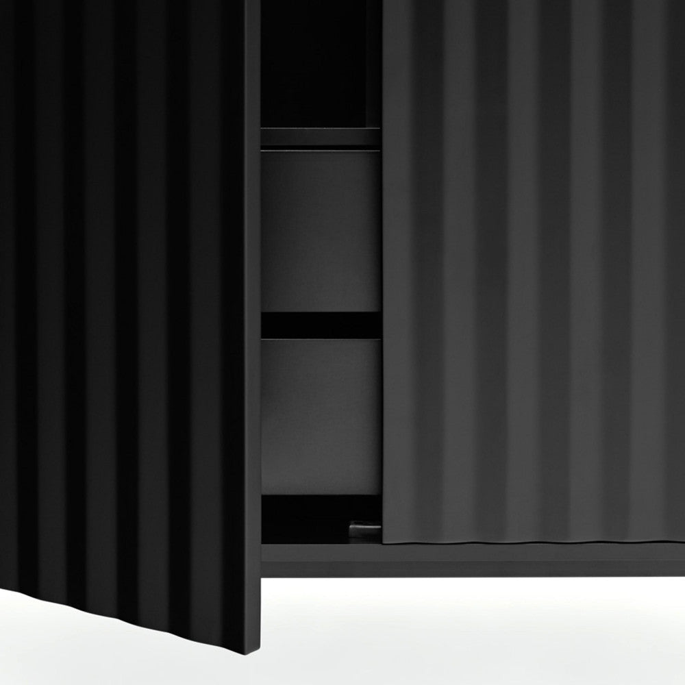 Sierra - Tall Sideboard - Wood 2 Doors 2 Drawers - Black