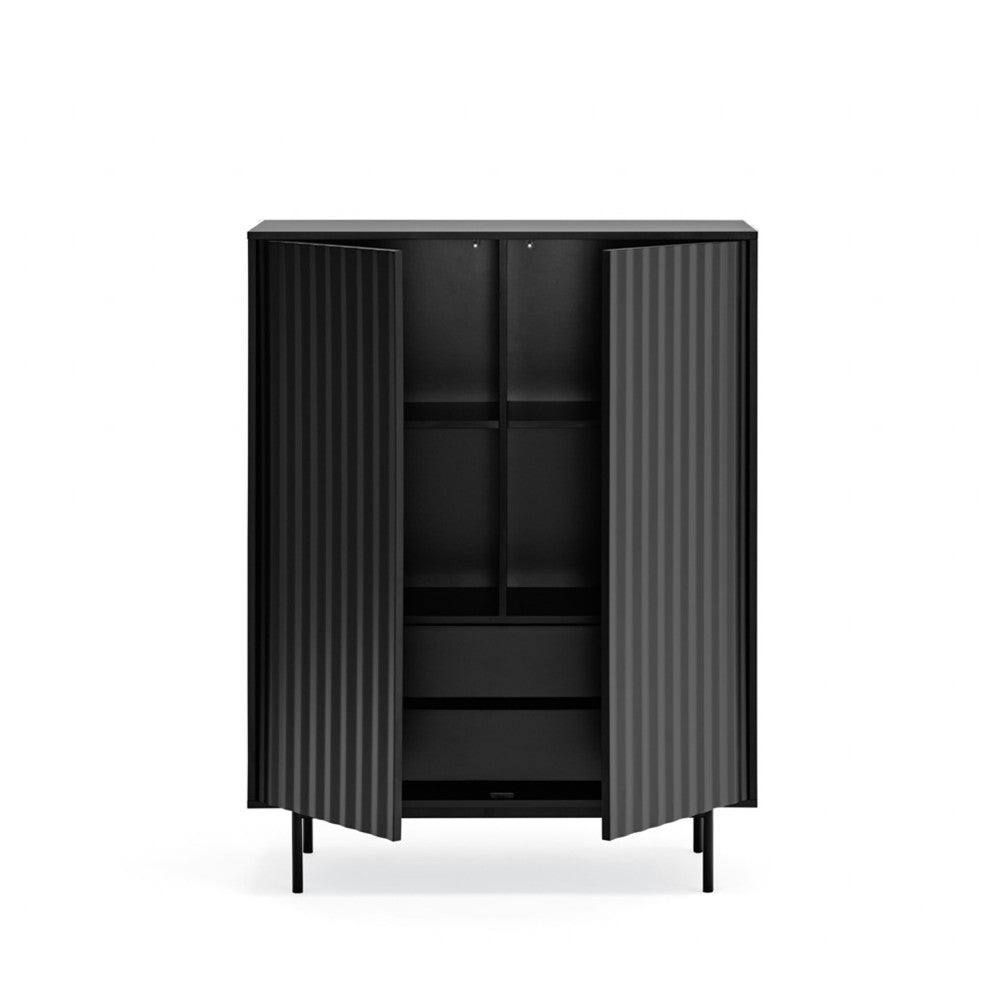 Sierra - Tall Sideboard - Wood 2 Doors 2 Drawers - Black