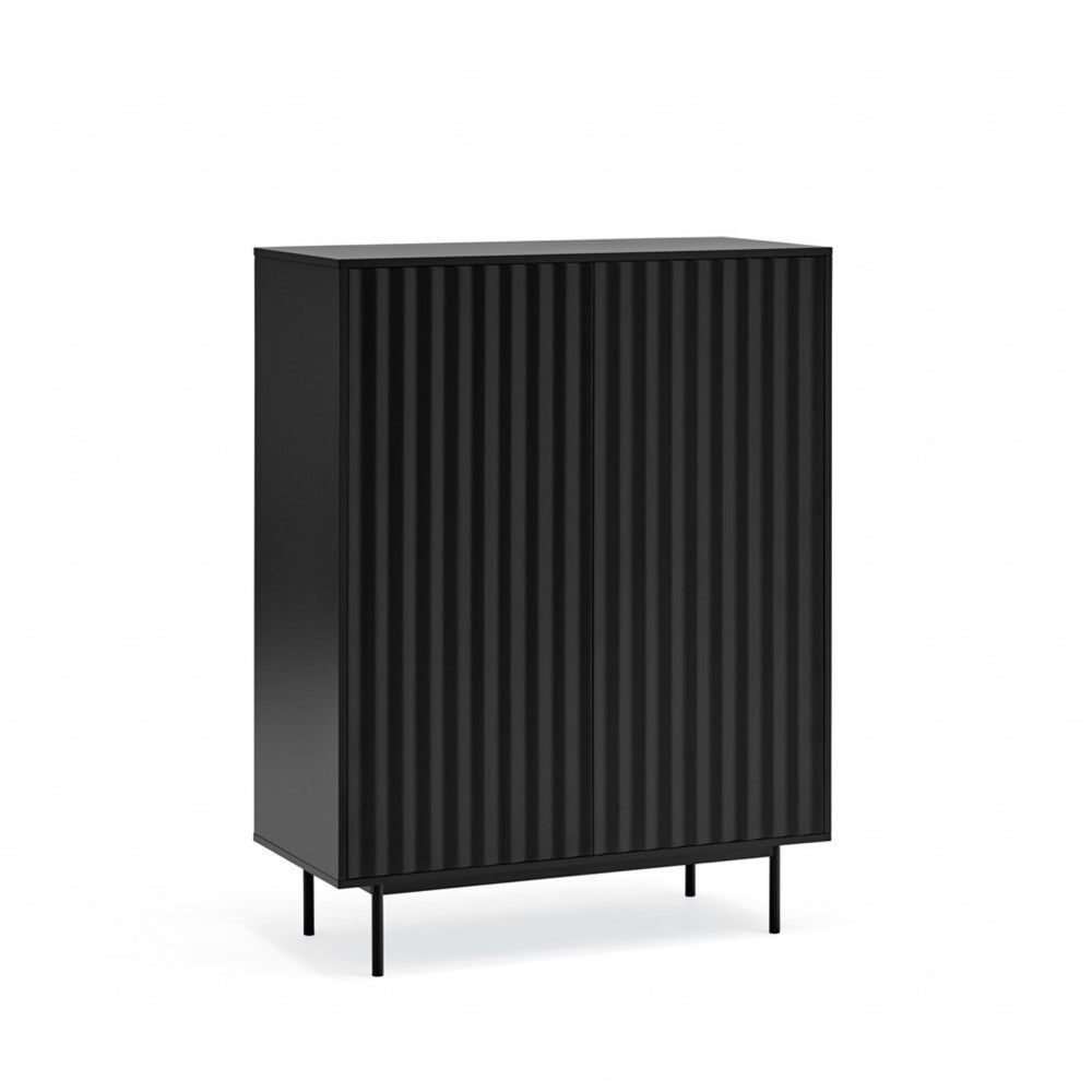 Sierra - Tall Sideboard - Wood 2 Doors 2 Drawers - Black
