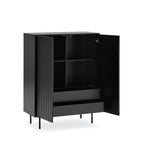 Sierra - Tall Sideboard - Wood 2 Doors 2 Drawers - Black