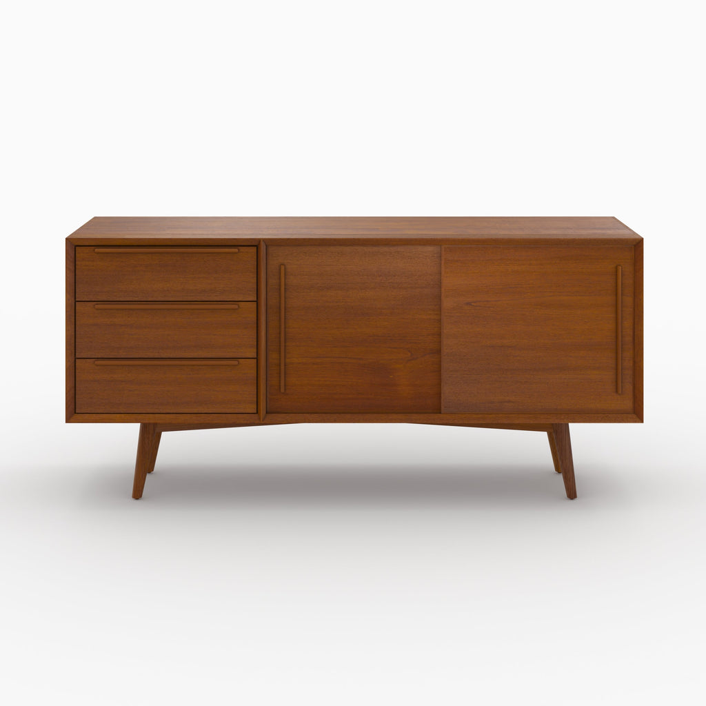 Waya - Teak Wood Sideboard, 2 Sliding Doors and 3 Drawers