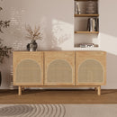 Buffet Delya en bois massif de mindi et rotin