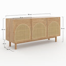 Buffet Delya en bois massif de mindi et rotin