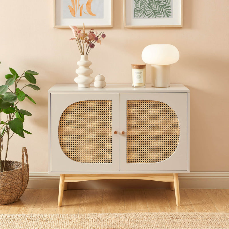 Buffet - Sistine - Pearl Gray & Rattan Canework