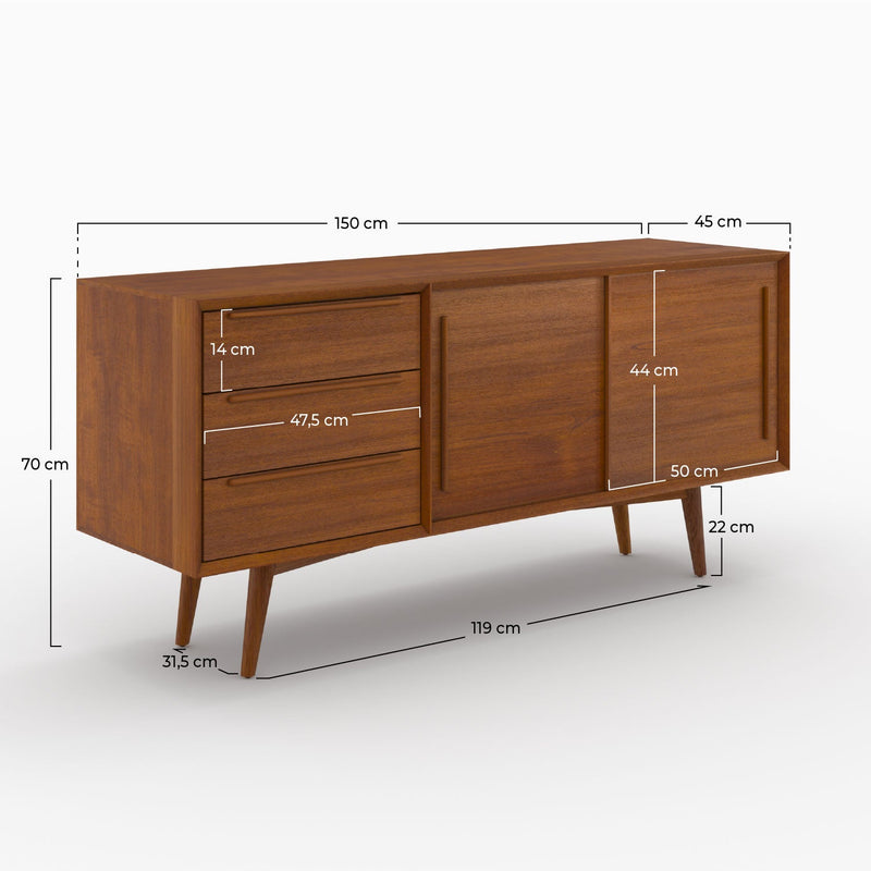 Buffet Waya 2 portes 3 tiroirs en teck