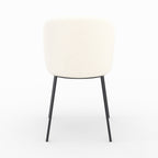 Bulle - Set of 2 Chairs in Soft White Fabric, Black Metal Legs
