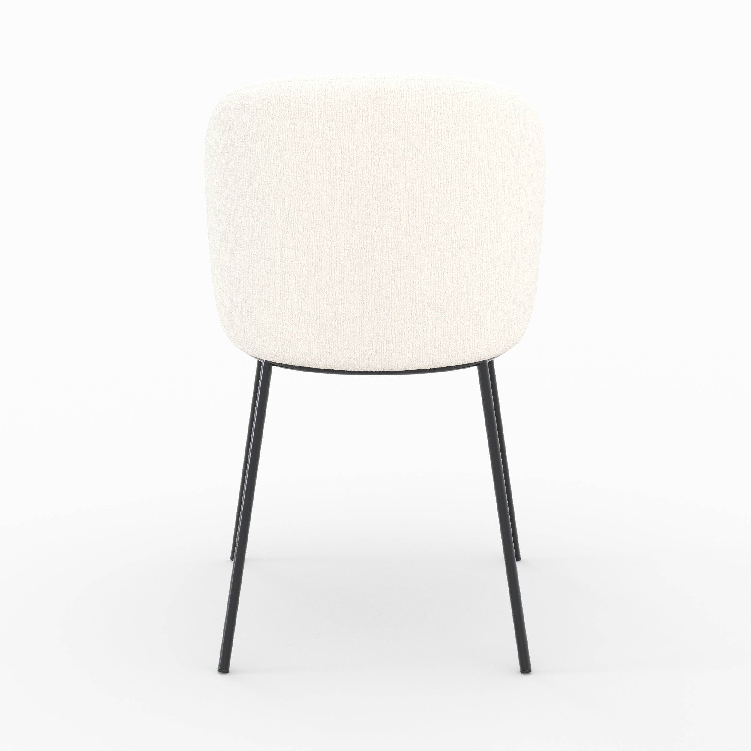 Bulle - Set of 2 Chairs in Soft White Fabric, Black Metal Legs