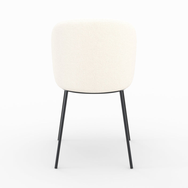 Lot de 2 chaises Bulle en tissu doux blanc, pieds métal noir