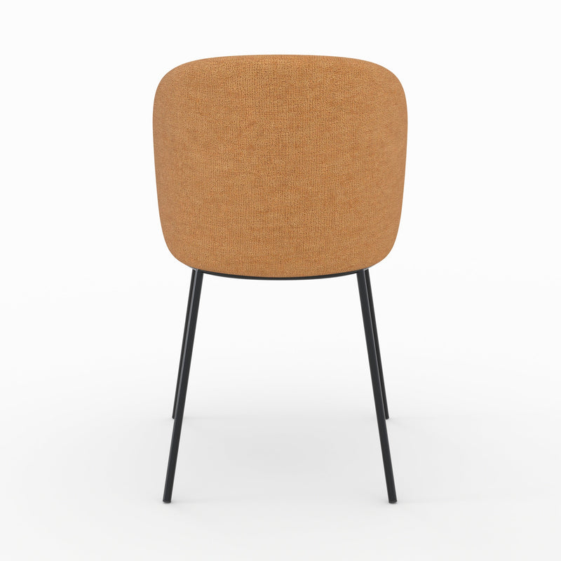 Lot de 2 chaises Bulle en tissu jaune moutarde, pieds métal noir