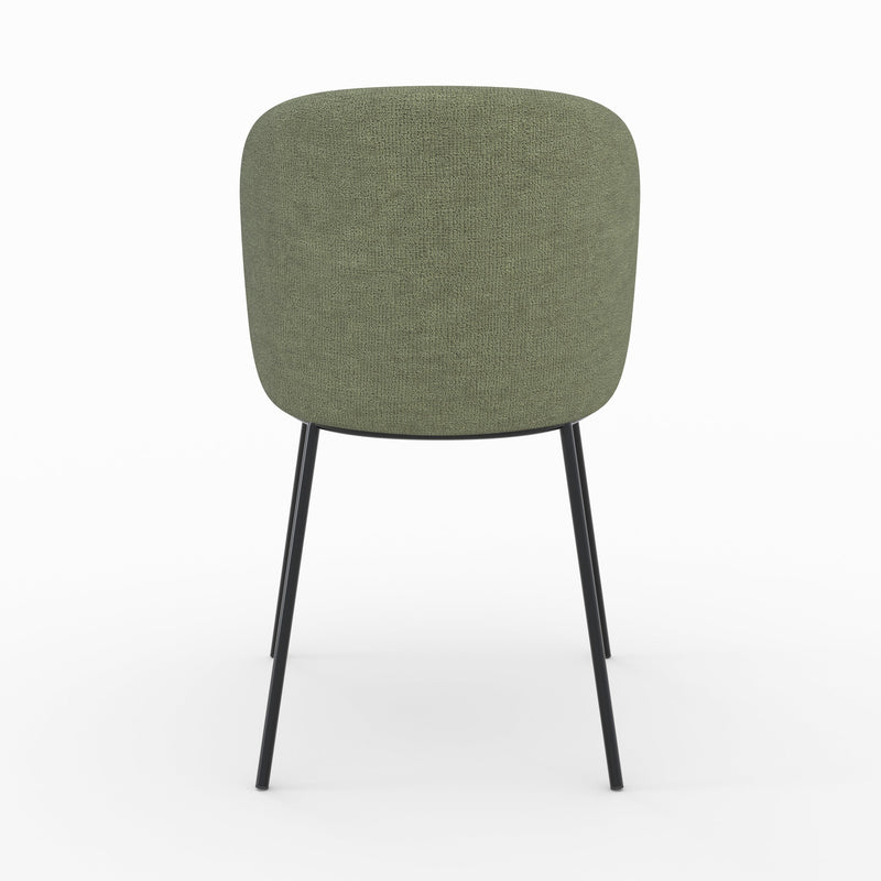 Lot de 2 chaises Bulle en tissu vert kaki, pieds métal noir