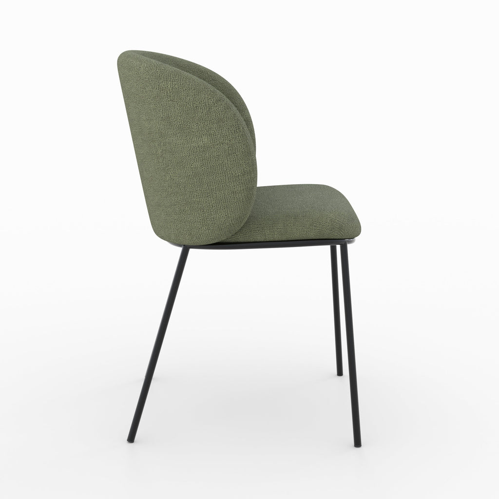 Bulle - Conjunto de 2 sillas de tela verde caqui, patas de metal negro
