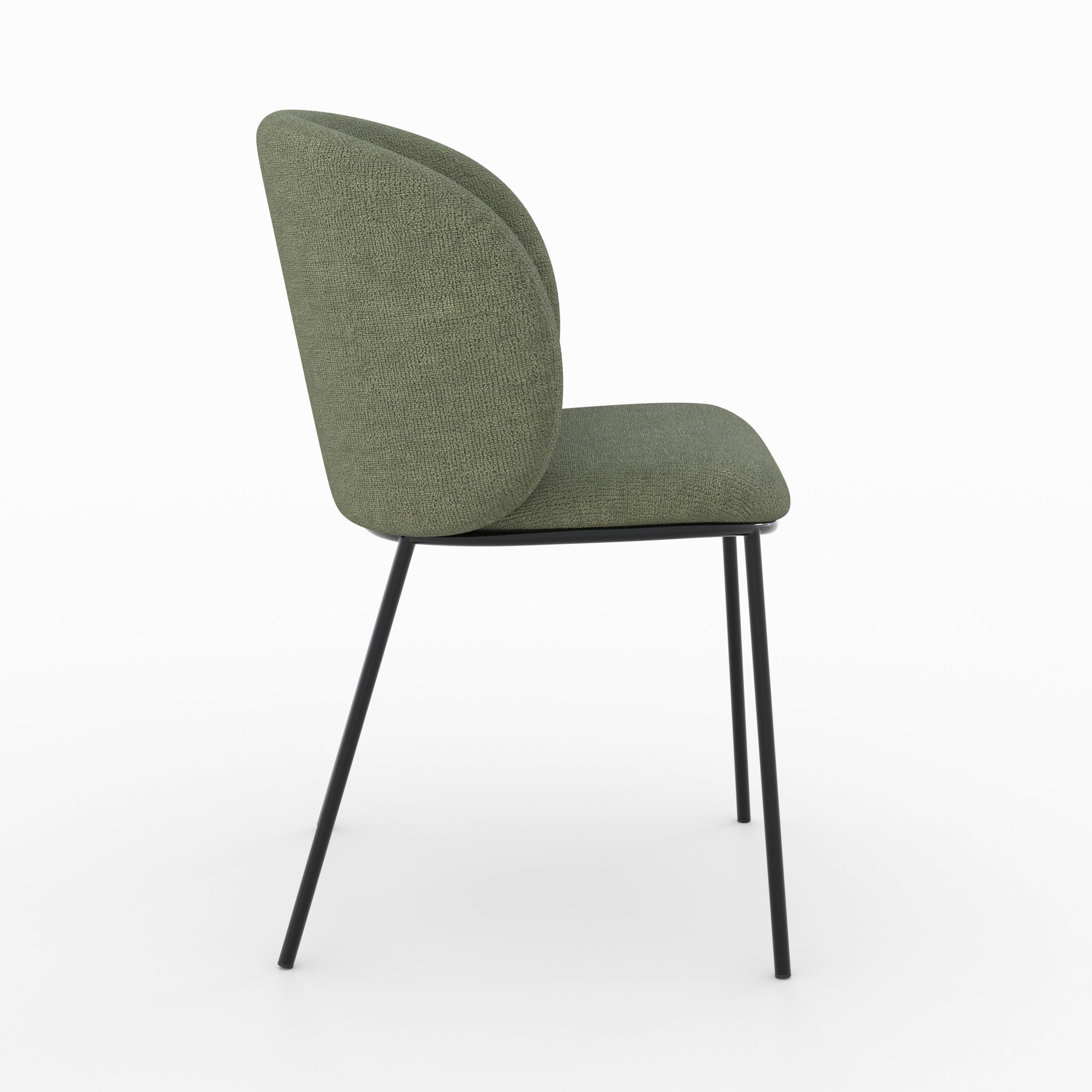 Bulle - Conjunto de 2 sillas de tela verde caqui, patas de metal negro