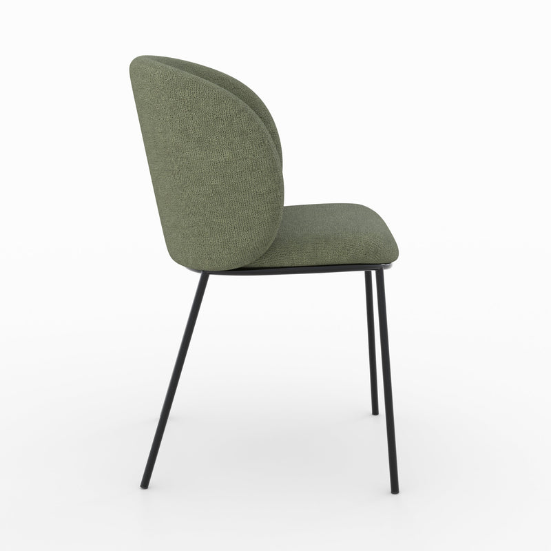 Lot de 2 chaises Bulle en tissu vert kaki, pieds métal noir