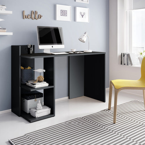 Bureau Avec Étagères De Rangement - Paco - Gris Anthracite