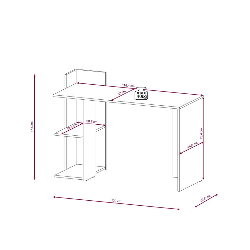 Bureau Avec Étagères De Rangement - Paco - Gris Anthracite