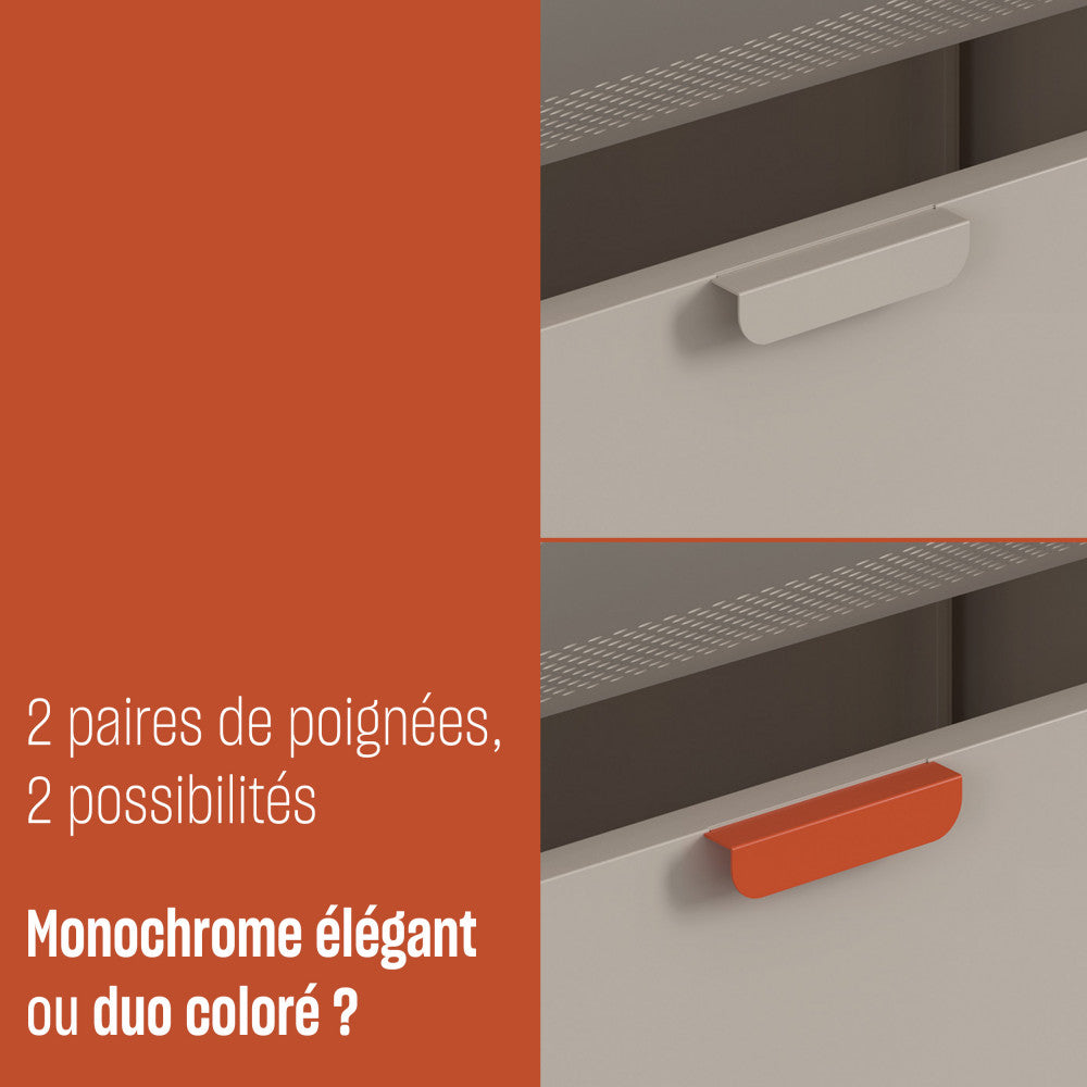 Adel - 1-Door Desk - Metal - Beige