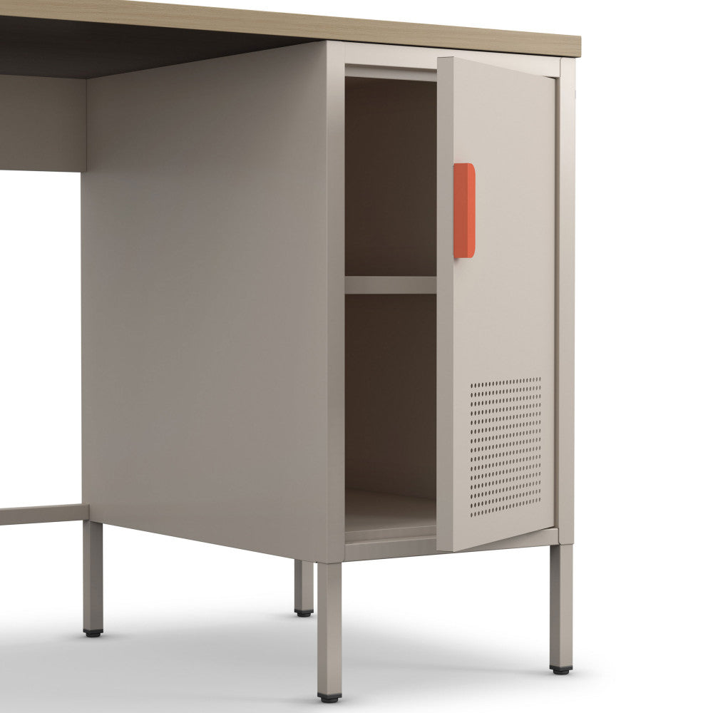 Adel - 1-Door Desk - Metal - Beige