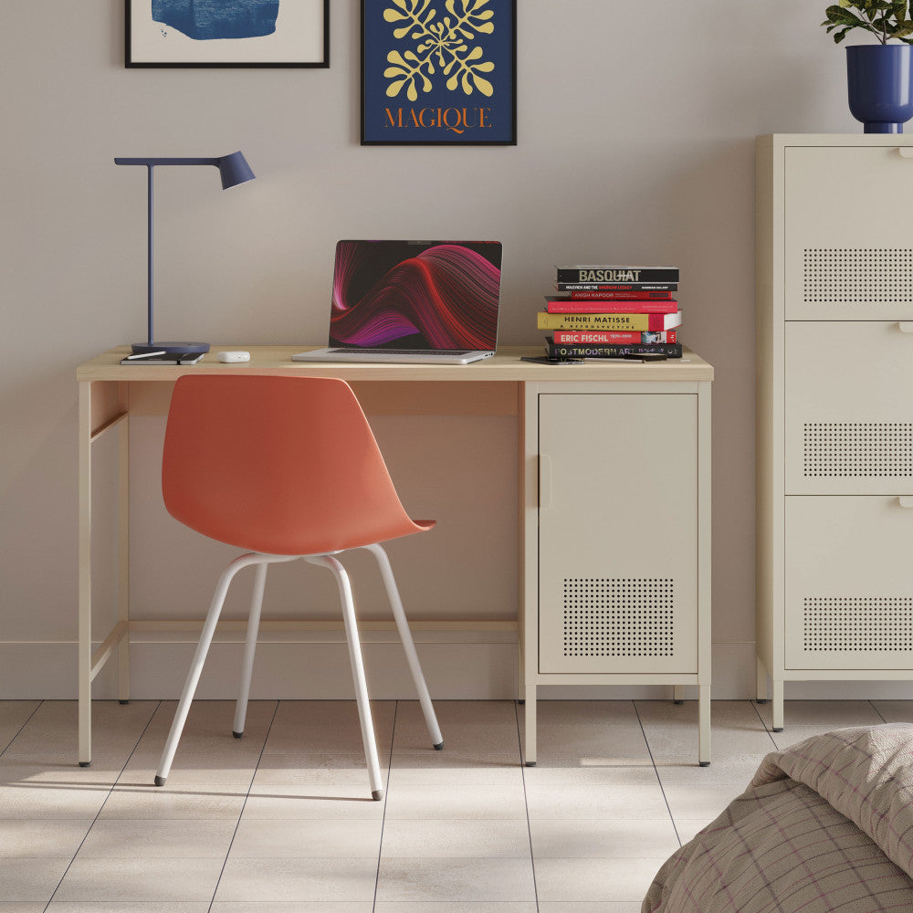 Adel - 1-Door Desk - Metal - Beige