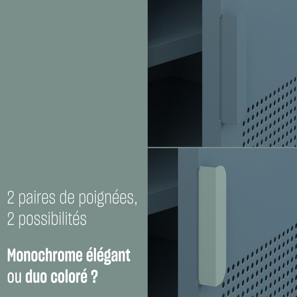 Adel - 1-Door Desk - Metal - Glacier Blue