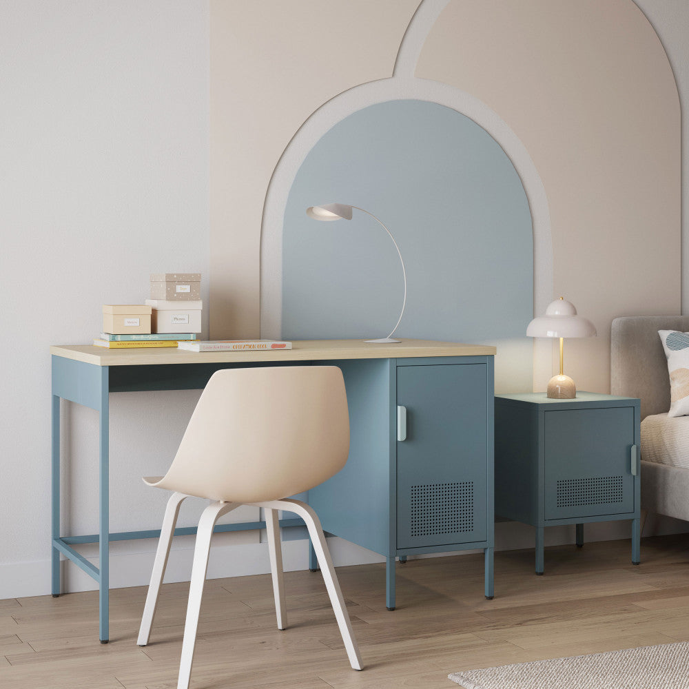 Adel - 1-Door Desk - Metal - Glacier Blue