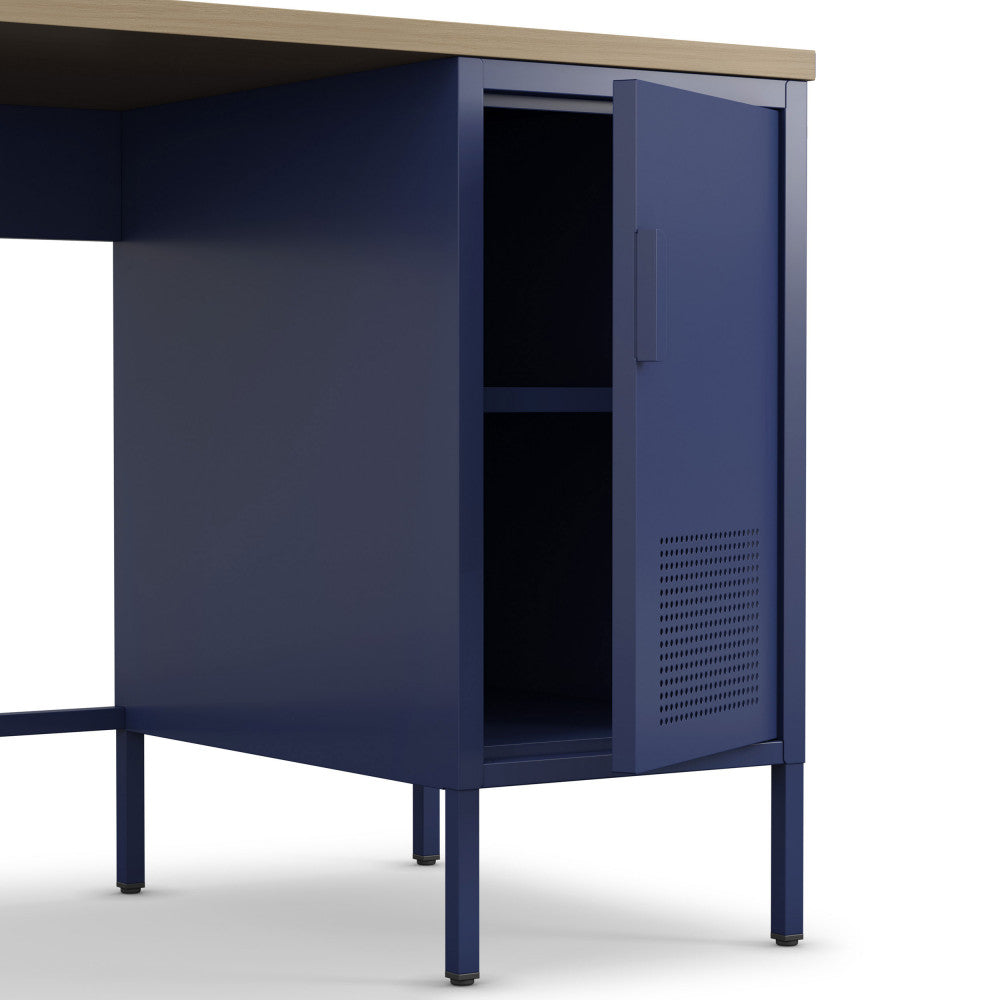 Adel - 1-Door Desk - Metal - Blue