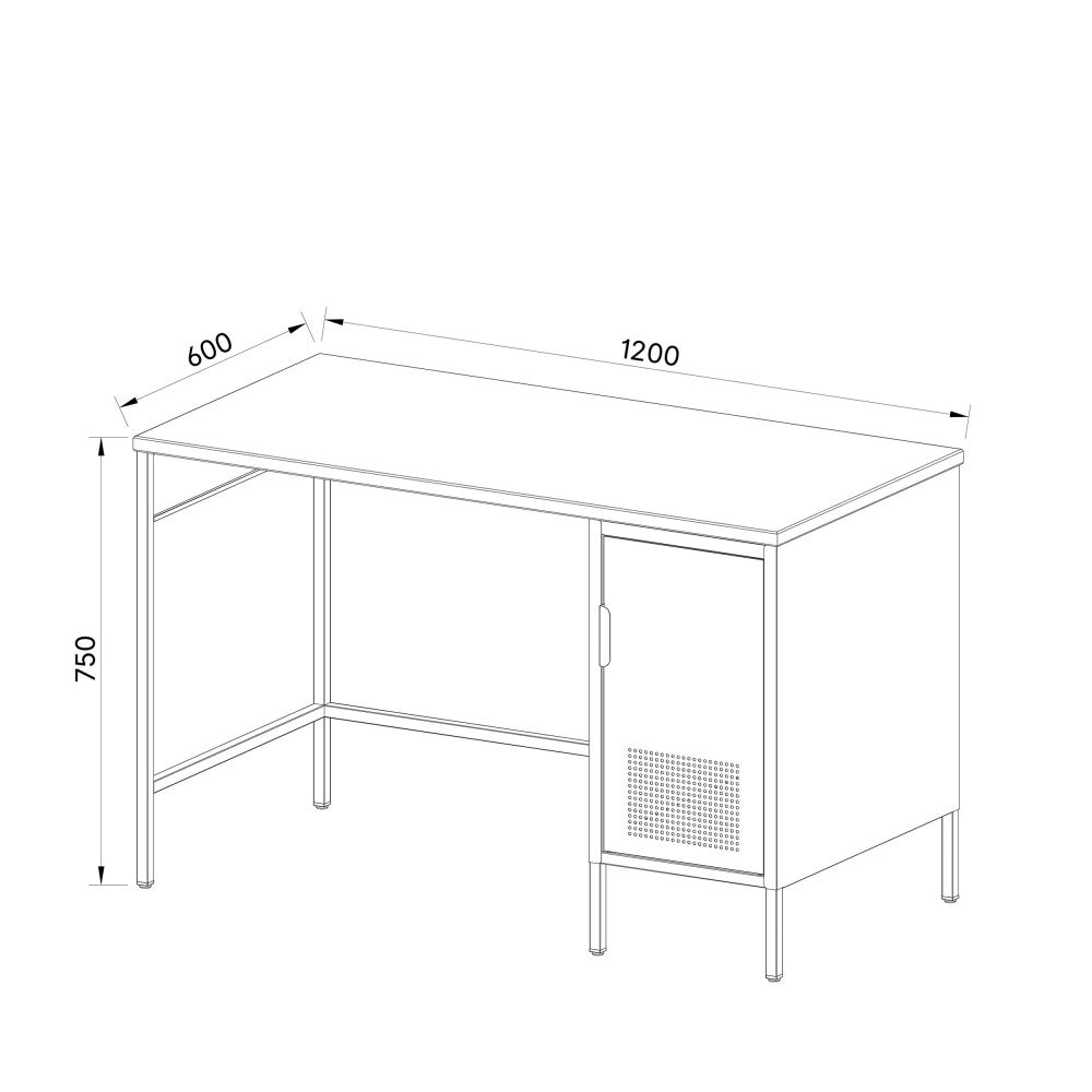 Adel - Bureau 1 Porte - Métal - Rose
